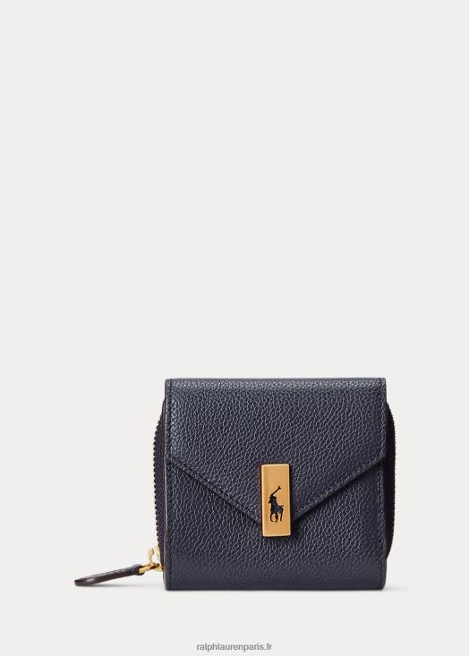 portefeuille compact en cuir polo id 46T60T9740 femmes Ralph Lauren La marine de minuit - Cliquez sur l'image pour la fermer