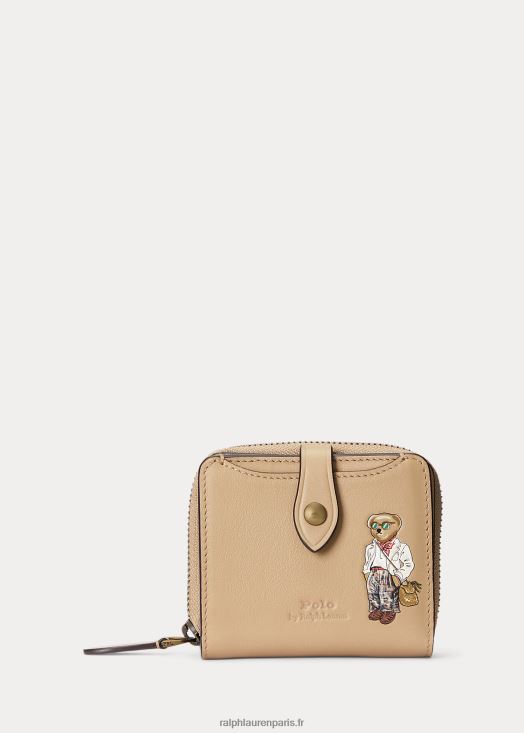 portefeuille compact ours polo 46T60T9730 femmes Ralph Lauren bronzage des dunes