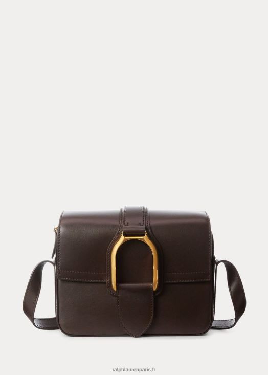sac à bandoulière wellington en cuir de veau 46T60T5270 femmes Ralph Lauren marron foncé - Cliquez sur l'image pour la fermer
