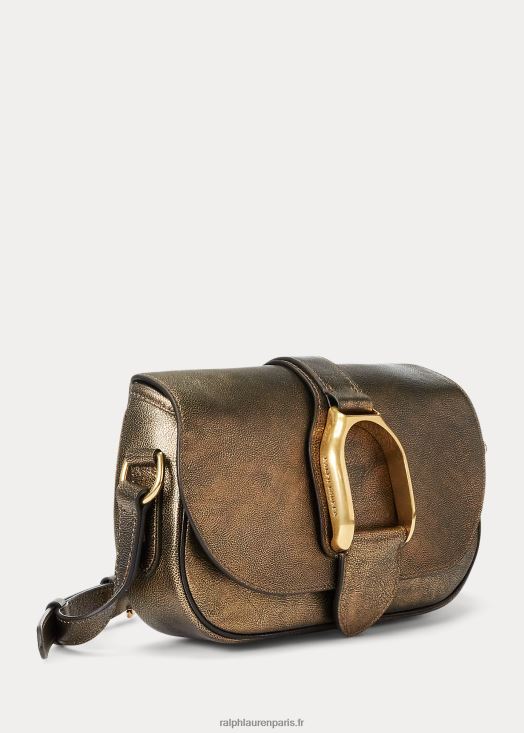 sac porté épaule wellington en cuir de veau métallisé 46T60T5271 femmes Ralph Lauren bronze