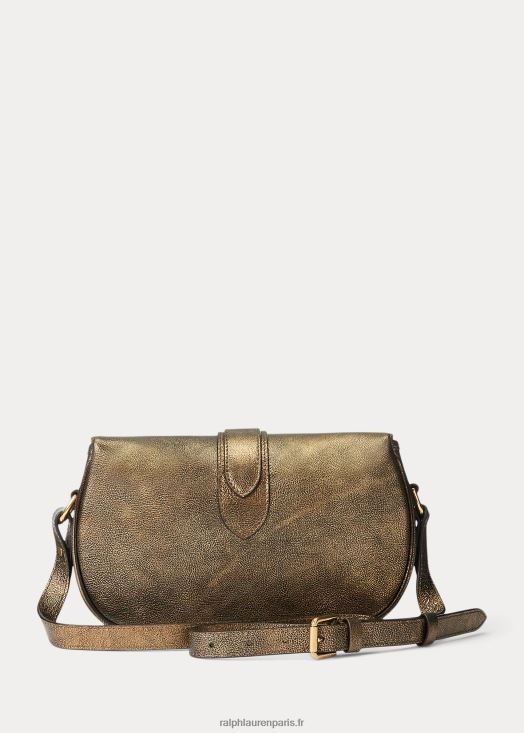 sac porté épaule wellington en cuir de veau métallisé 46T60T5271 femmes Ralph Lauren bronze