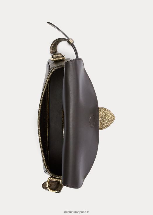 sac porté épaule wellington en cuir de veau métallisé 46T60T5271 femmes Ralph Lauren bronze