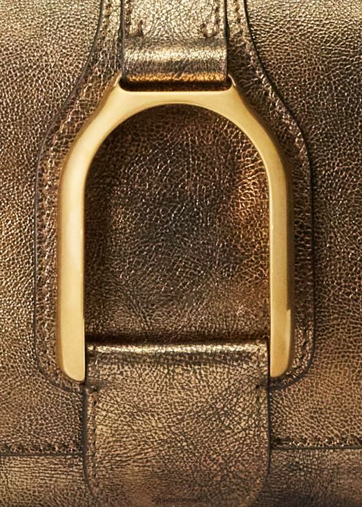 sac porté épaule wellington en cuir de veau métallisé 46T60T5271 femmes Ralph Lauren bronze