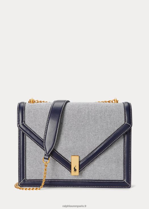 sac à bandoulière en toile polo id 46T60T5166 femmes Ralph Lauren marine/crème - Cliquez sur l'image pour la fermer