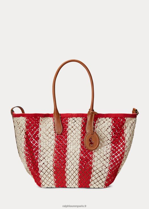grand cabas bellport tissé à rayures 46T60T5189 femmes Ralph Lauren rubis/naturel