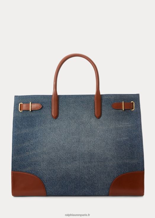 grand sac cabas devyn en denim à finitions en cuir 46T60T5426 femmes Ralph Lauren délavage indigo coucher de soleil - Cliquez sur l'image pour la fermer