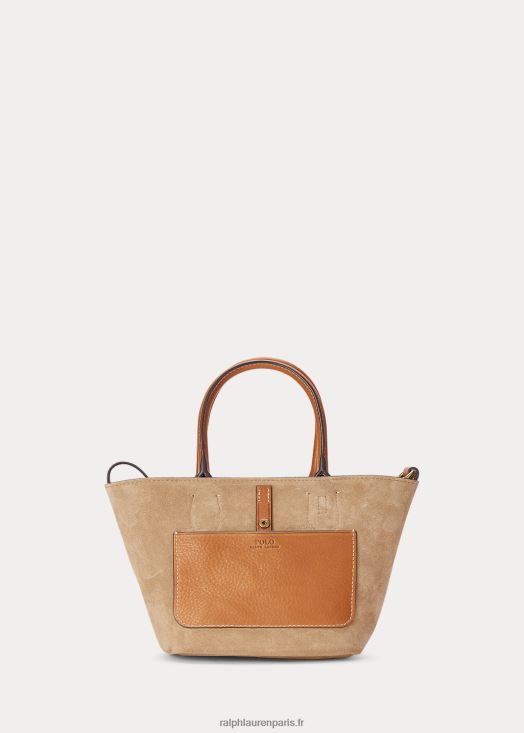 mini cabas bellport en daim 46T60T5210 femmes Ralph Lauren cannelle