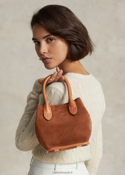 mini cabas bellport en daim 46T60T5210 femmes Ralph Lauren cannelle