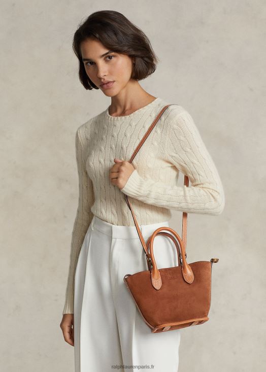 mini cabas bellport en daim 46T60T5210 femmes Ralph Lauren cannelle