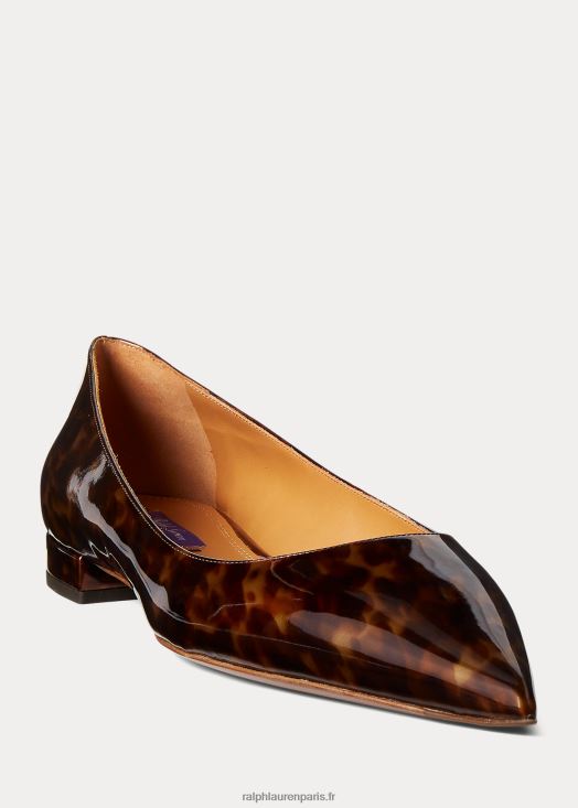 ballerines kendrya en cuir de veau verni 46T60T9673 femmes Ralph Lauren brun multi