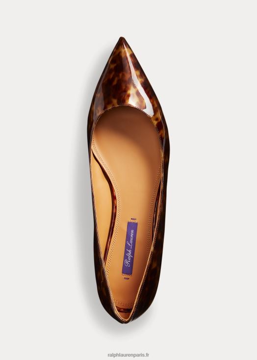 ballerines kendrya en cuir de veau verni 46T60T9673 femmes Ralph Lauren brun multi