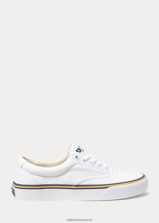 baskets en toile de coton à logo 46T60T9621 femmes Ralph Lauren blanc