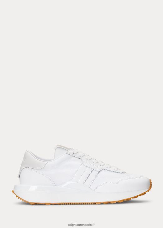 sneaker train 89 en cuir et oxford 46T60T9617 femmes Ralph Lauren blanc