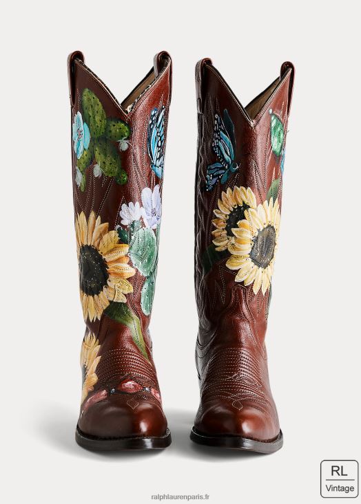 botte de cowboy vintage peinte à la main (1978) 46T60T9638 femmes Ralph Lauren