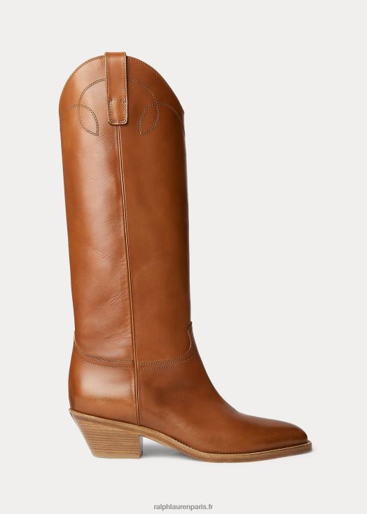botte haute jaelynne en cuir de veau bruni 46T60T9706 femmes Ralph Lauren or rl