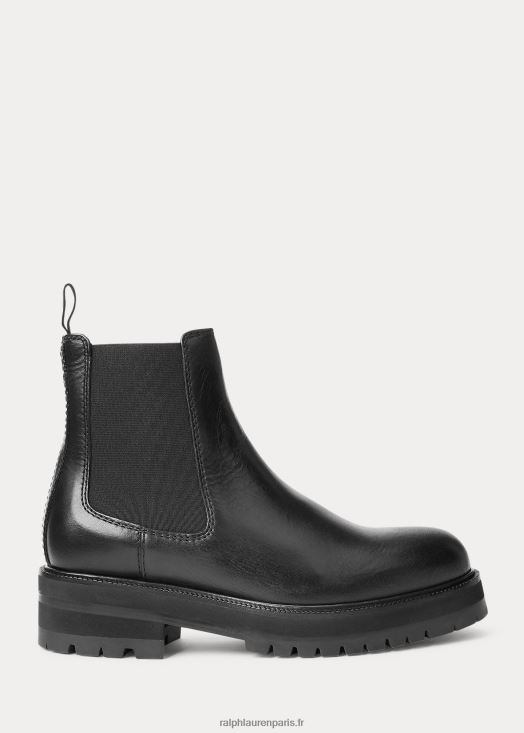 bottine chelsea à crampons en cuir de veau 46T60T9626 femmes Ralph Lauren noir