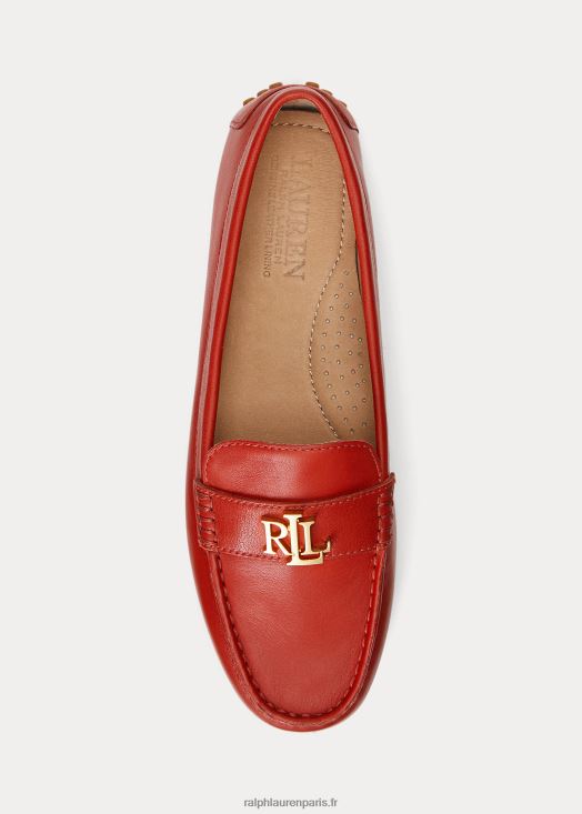 chauffeur en cuir nappa barnsbury 46T60T5077 femmes Ralph Lauren pierre de soleil rouge
