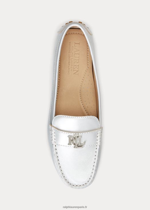 conducteur en cuir nappa métallisé barnsbury 46T60T5071 femmes Ralph Lauren argent brillant