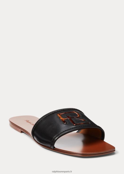 andela sandale à enfiler en cuir de veau bruni 46T60T4980 femmes Ralph Lauren noir