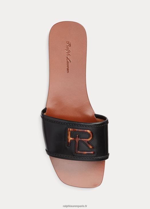 andela sandale à enfiler en cuir de veau bruni 46T60T4980 femmes Ralph Lauren noir