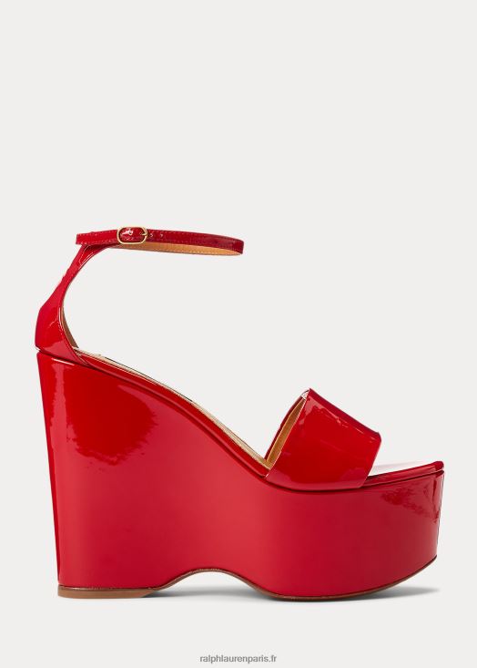 sandale allston en cuir de veau verni 46T60T9668 femmes Ralph Lauren rouge - Cliquez sur l'image pour la fermer