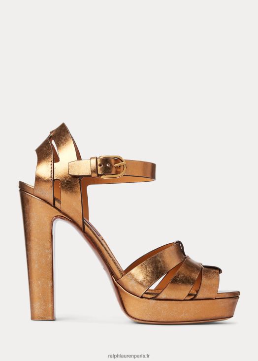 sandale callahan en cuir de veau métallisé 46T60T9657 femmes Ralph Lauren bronze