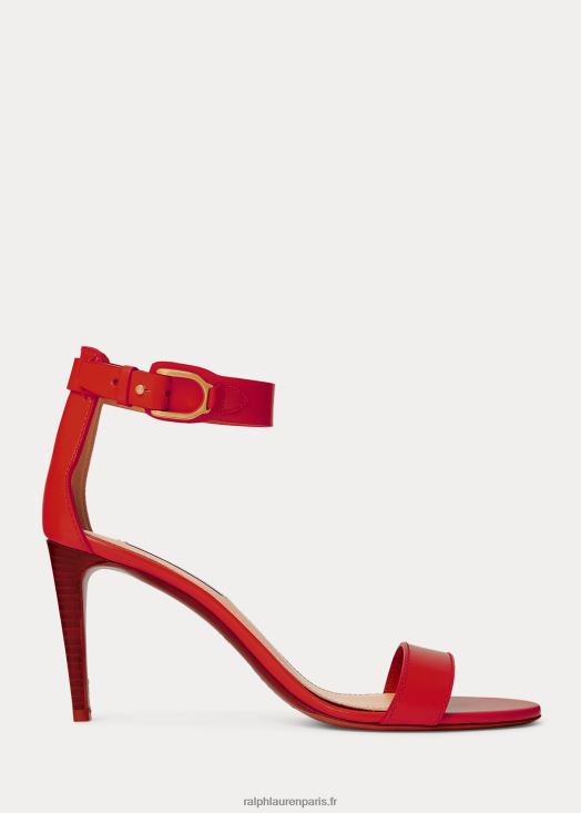 sandale channing wellington en veau box 46T60T9661 femmes Ralph Lauren rouge