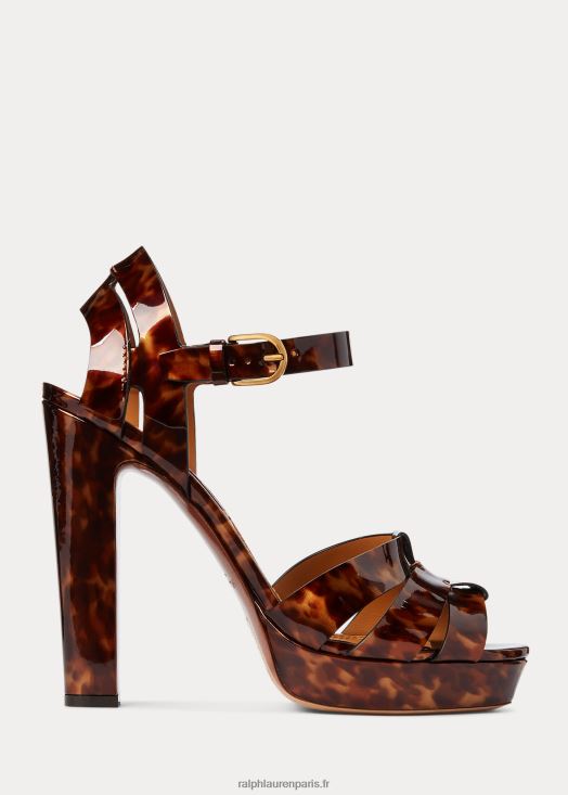 sandale en cuir de veau verni callahan 46T60T9658 femmes Ralph Lauren brun multi