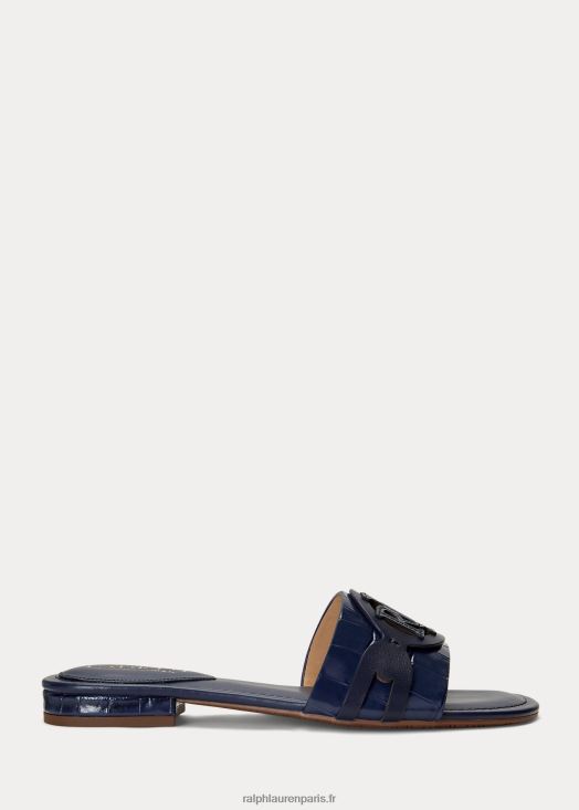 sandale en cuir embossé crocodile alegra 46T60T9715 femmes Ralph Lauren marine raffinée