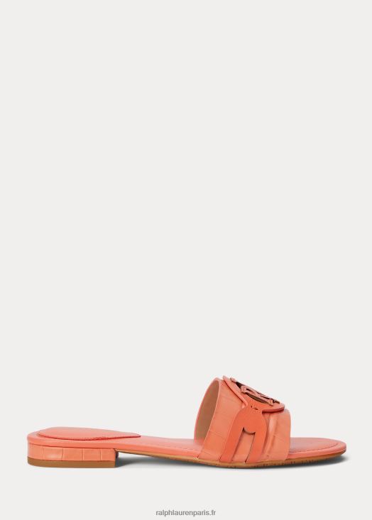 sandale en cuir embossé crocodile alegra 46T60T9716 femmes Ralph Lauren corail bâbord