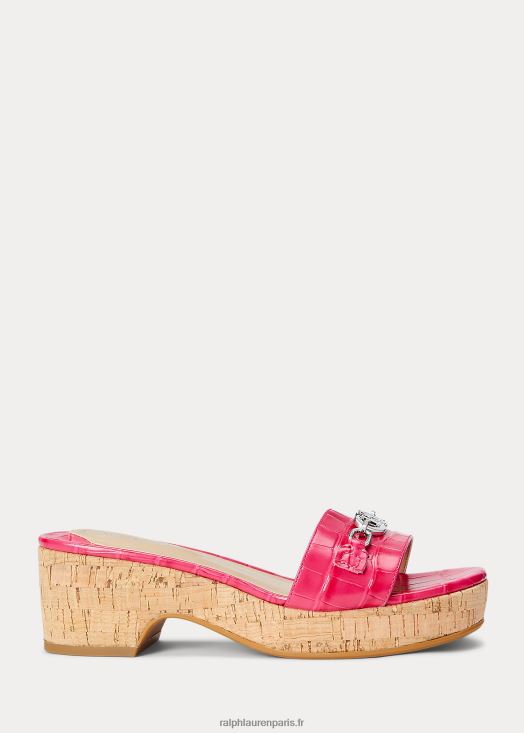 sandale en cuir gaufré roxanne 46T60T5029 femmes Ralph Lauren rose sport - Cliquez sur l'image pour la fermer
