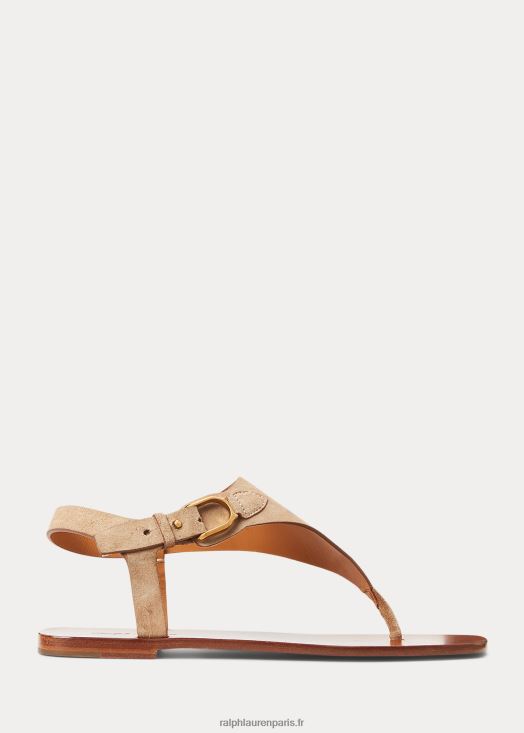 sandale en veau velours delancie wellington 46T60T4972 femmes Ralph Lauren miel pâle