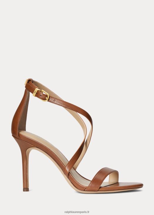 sandale gabriele en cuir bruni 46T60T5001 femmes Ralph Lauren bronzage profond