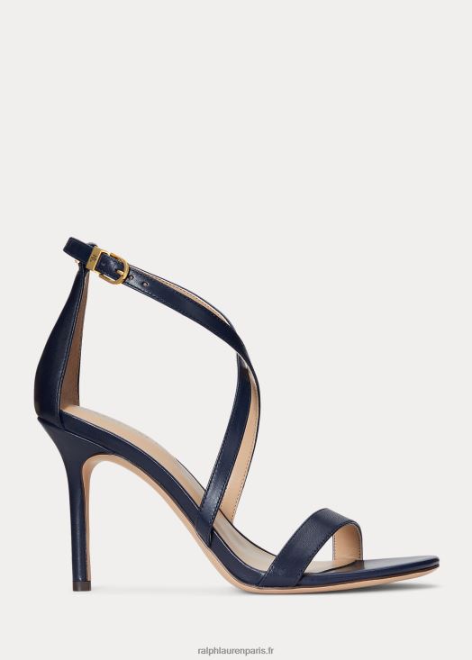 sandale gabriele en cuir bruni 46T60T5002 femmes Ralph Lauren marine raffinée - Cliquez sur l'image pour la fermer
