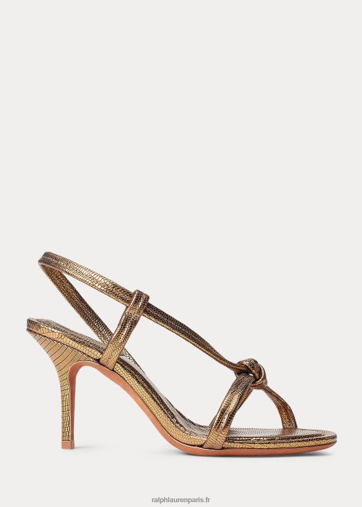 sandale nouée en cuir de veau métallisé 46T60T5108 femmes Ralph Lauren - Cliquez sur l'image pour la fermer