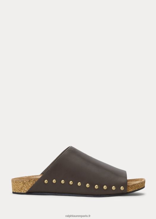 sandale à rivets en cuir de veau 46T60T4971 femmes Ralph Lauren le tabac - Cliquez sur l'image pour la fermer