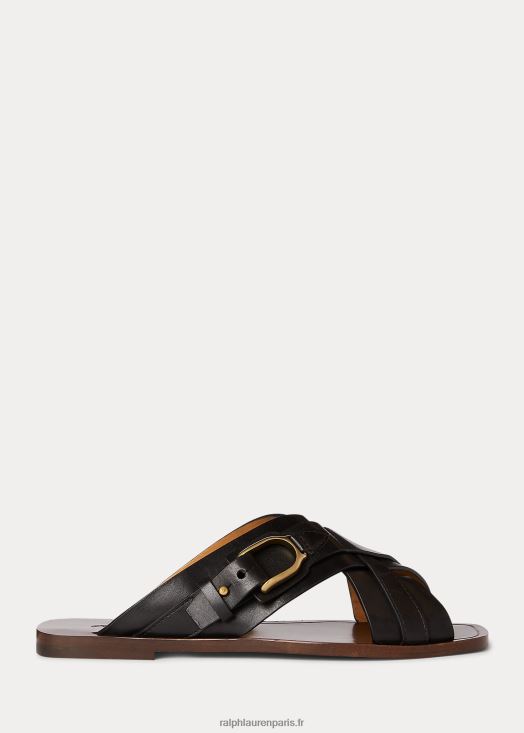 sandale étrier jacie en cuir de veau 46T60T4973 femmes Ralph Lauren noir