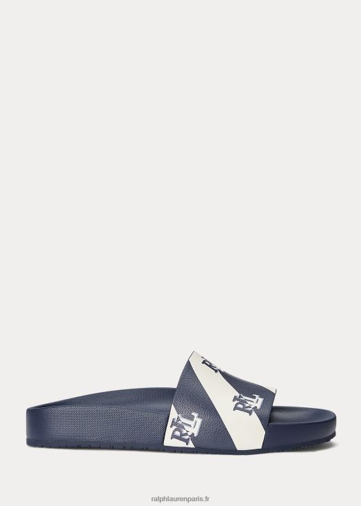 sandales à enfiler en similicuir à logo audrina 46T60T4993 femmes Ralph Lauren marine raffinée - Cliquez sur l'image pour la fermer