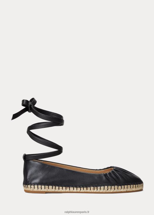 espadrilles à lacets en cuir nappa cecilia 46T60T5056 femmes Ralph Lauren noir