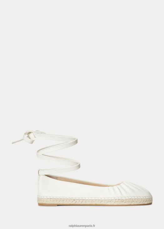 espadrilles à lacets en cuir nappa cecilia 46T60T5057 femmes Ralph Lauren vanille