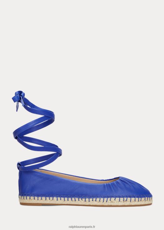 espadrilles à lacets en cuir nappa cecilia 46T60T5058 femmes Ralph Lauren Saturne bleu