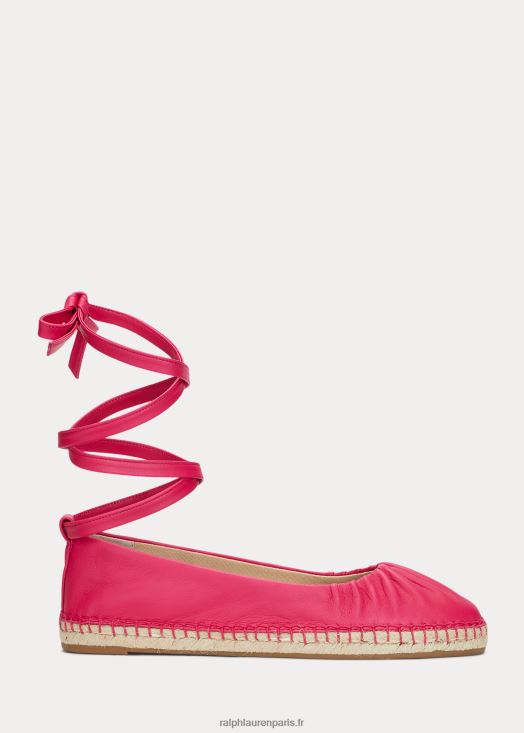 espadrilles à lacets en cuir nappa cecilia 46T60T5059 femmes Ralph Lauren rose sport