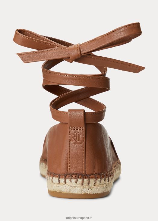 espadrilles à lacets en cuir nappa cecilia 46T60T5063 femmes Ralph Lauren bronzage profond