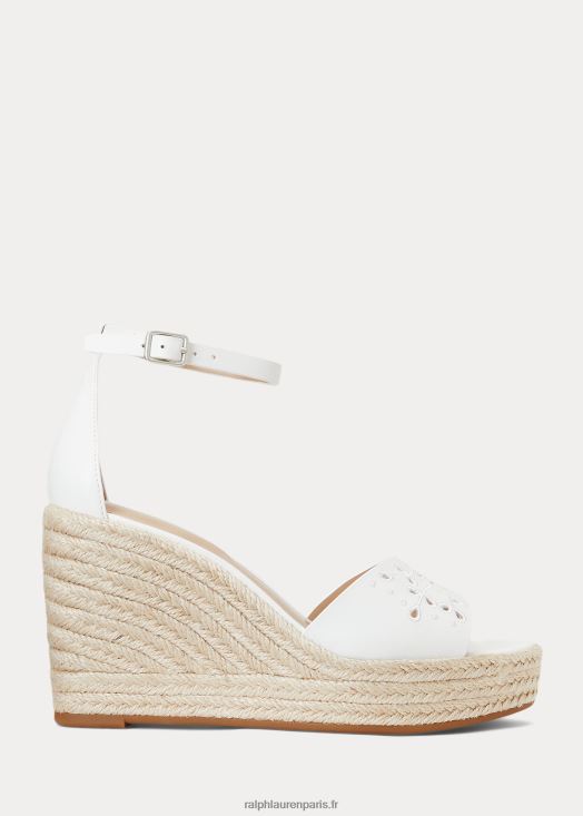 haana espadrille en cuir nappa à œillets 46T60T5046 femmes Ralph Lauren Blanc comme neige