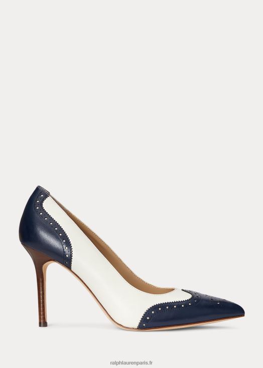 escarpin lynden nappa et cuir bruni 46T60T5106 femmes Ralph Lauren bleu marine raffiné/vanille