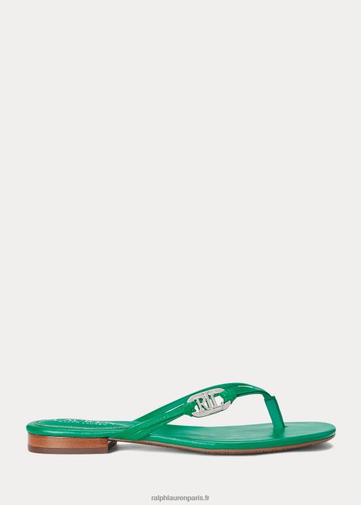 tongs emalia en cuir nappa 46T60T9711 femmes Ralph Lauren feuille de palmier