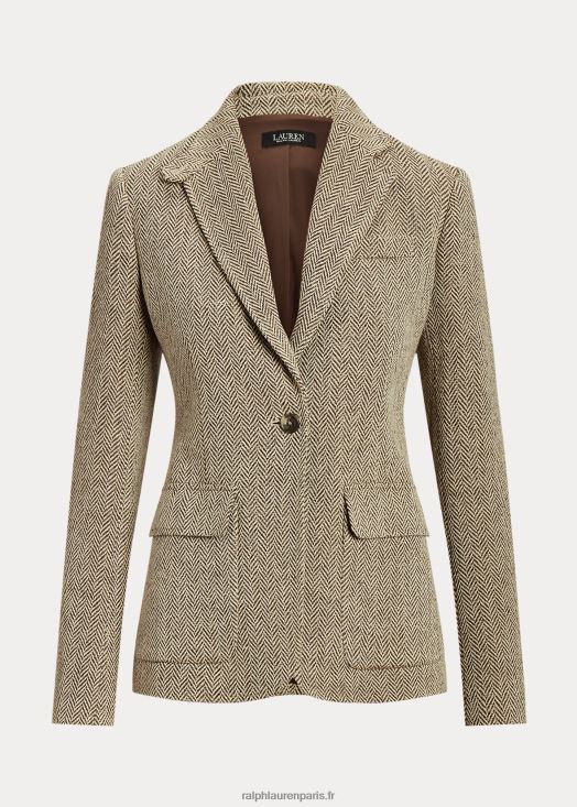 blazer à chevrons en lin mélangé 46T60T3979 femmes Ralph Lauren marron/crème