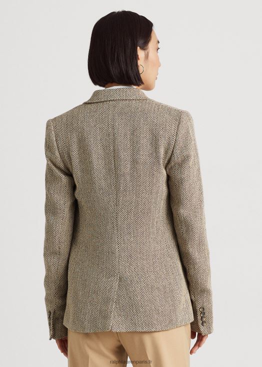 blazer à chevrons en lin mélangé 46T60T3979 femmes Ralph Lauren marron/crème