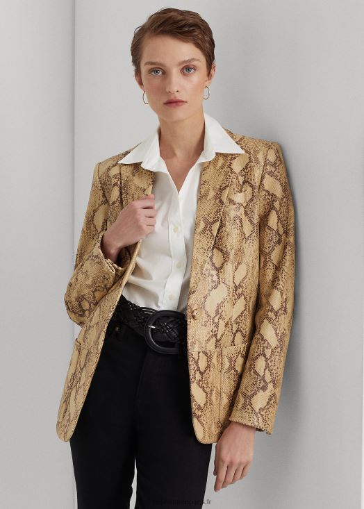 blazer en cuir embossé python 46T60T9531 femmes Ralph Lauren bronzage multiple