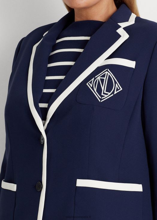 blazer en georgette bicolore 46T60T4690 femmes Ralph Lauren bleu marine/crème raffiné